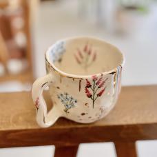 Gold Stripe and Flower Tea Cup - 230707-2