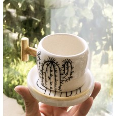 Cactus Patterned Coffee Cup - FN-19FNTRP033
