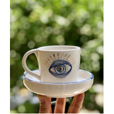 Gold Evil Eye Turkish Coffee Cup - FN-20FNRNK145
