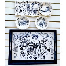 Black and White Patterned Tray - SR-19SRSB023