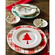 Red Green Patterned Plate Set - TB-19TBYLB016
