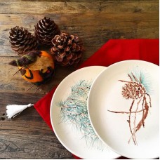 Pinecone Patterned Plate - TB-19TBSNB024